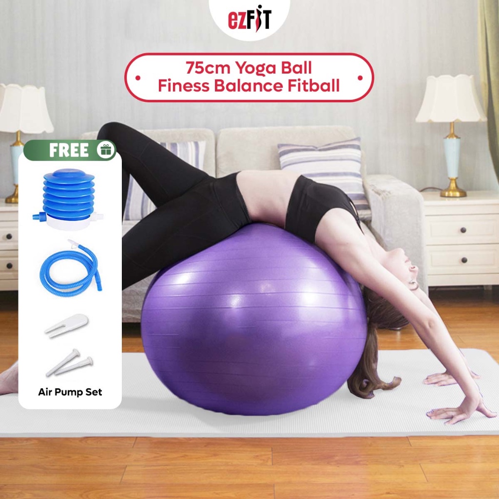 EzFit 75 ซม. โยคะบอลฟิตเนส Balance Fitball Gym Ball ออกกําลังกายกีฬาพิลาทิสนวดตั้งครรภ์ Ball