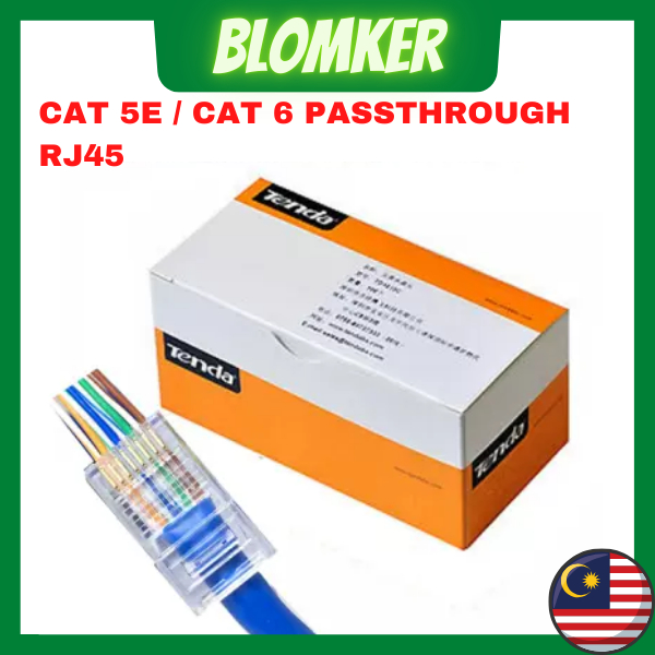 100pcs Tenda CAT5e RJ45 CAT6 ผ่าน RJ45 Connector RJ 45 สาย LAN Connector CAT 6