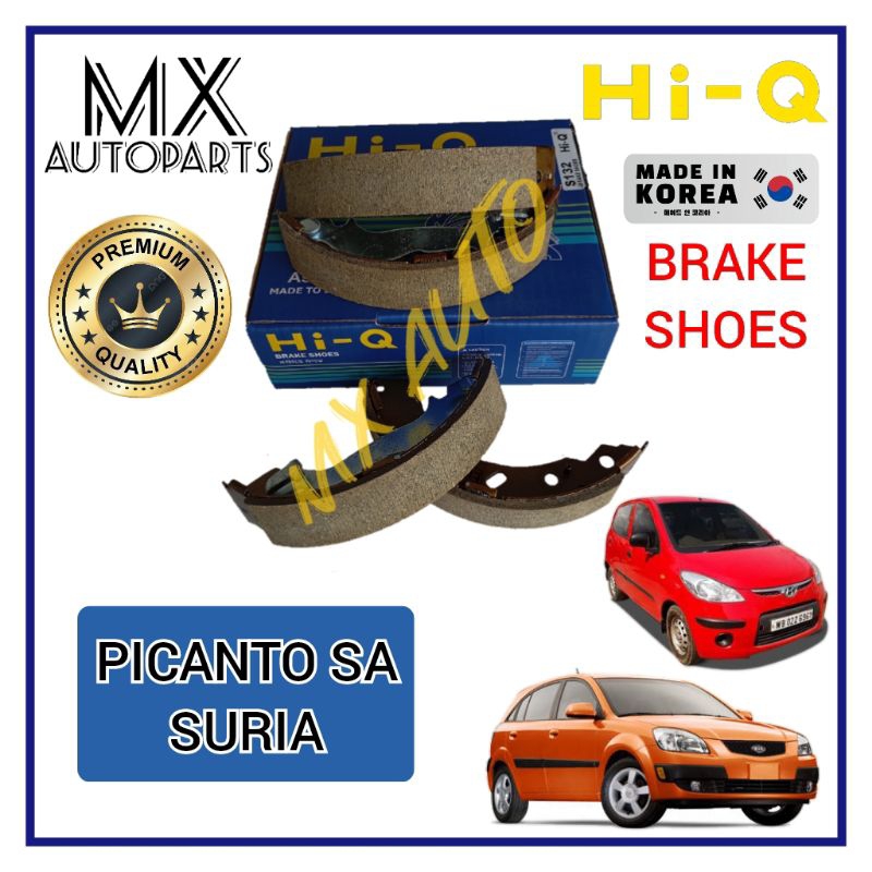 ( ผลิตในประเทศเกาหลี ) รองเท้าเบรกหลัง HI-Q ล้าง KIA PICANTO SA NAZA SURIA ( SA-154 ) 58305-07A00 1S