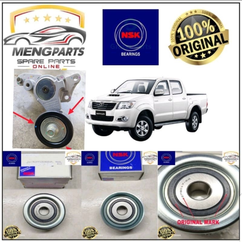 💯% NSK JAPAN TOYOTA HILUX KUN25 ,HIACE KDH200 เข็มขัดนิรภัยพัดลม BEARING PULLEY ZA-75SPF0326DDUM 75S