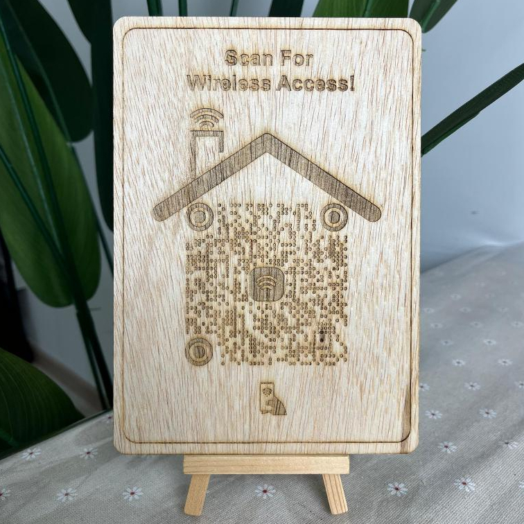 Ewallet QR CODE MAE + Tapak / Maybank QRPAY/ TNG/ Grab Pay WOOD พร้อมขาตั้ง MY SEJAHTERA LASER ENGRA