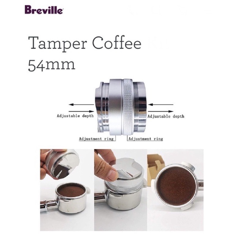 Breville Espresso Tamper & จําหน่ายกาแฟและชุดช่องทางยา 54 มม. - เหมาะกับ 54 มม. Portafilter, ปรับควา