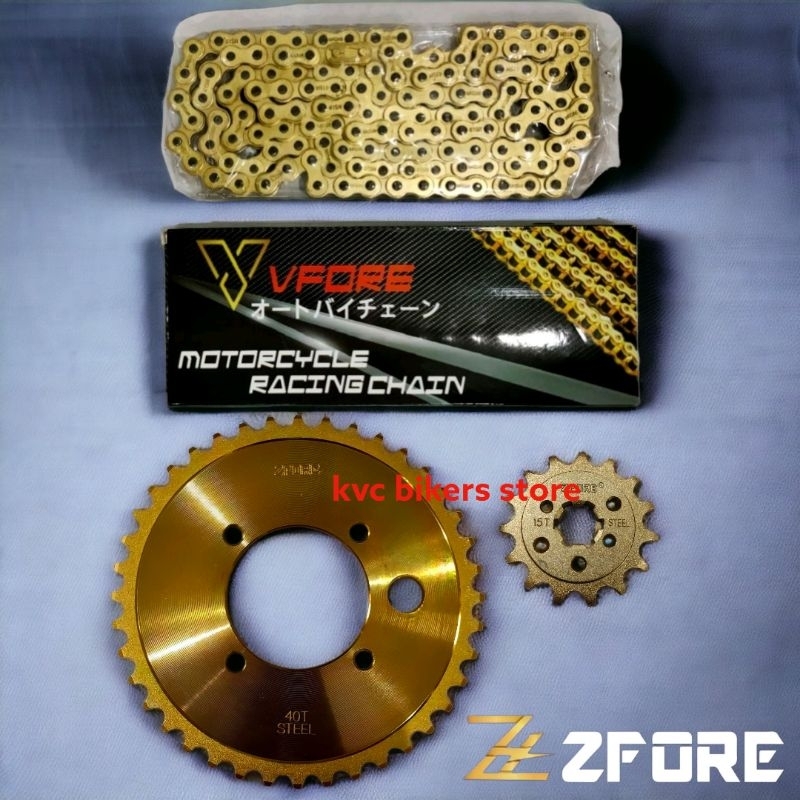 VFORE 415 GOLD CHAIN + ZFORE SPROCKET LAGENDA 115/115 FI/EZ115 SIZE 30T-38T