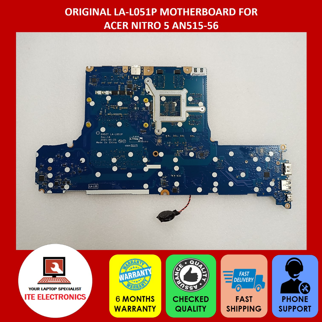 ACER NITRO 5 AN515-56 INTEL i5-11300H NVIDIA GEFORCE GTX 1650 TI LAPTOP MOTHERBOARD LA-L051P