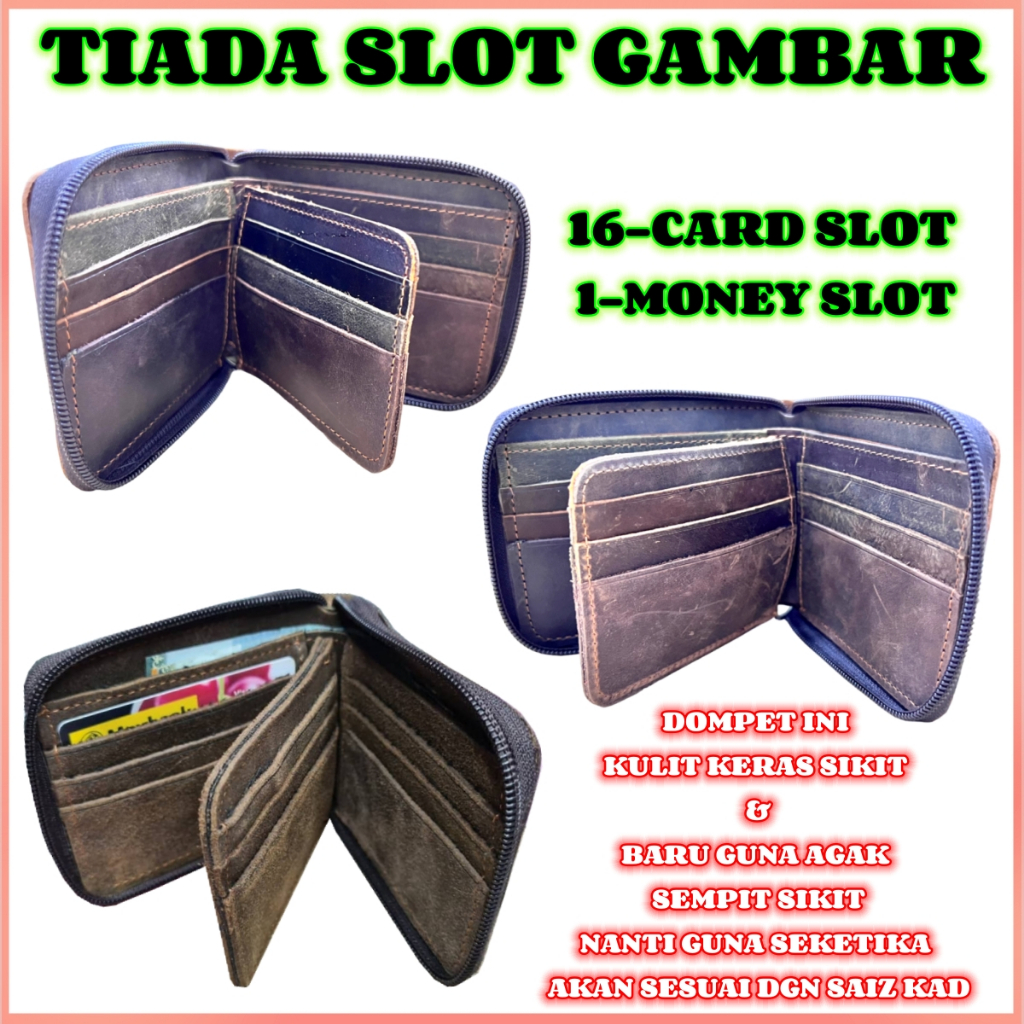 Kulit Lembu Zip Short Wallet Men Cow Leather Zipper Short Wallet for Men In