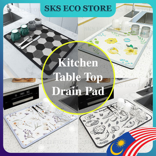 Absorbent Draining Mat Home Anti-Slip Dishes Drying Drain Mat Kitchen Dinnerware Placemat Table Top Drain Pad B18