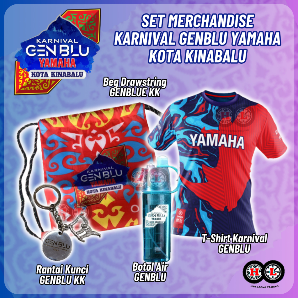 YAMAHA GENBLU T SHIRT YAMAHA GENBLU BAG YAMAHA KEYCHAIN GENBLU ( SET MERCHANDISE KARNIVAL GENBLU YAM