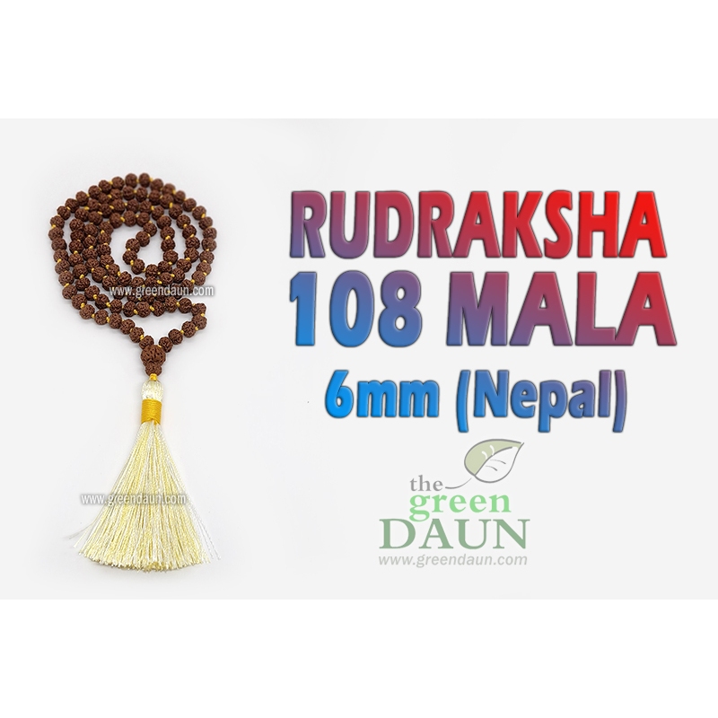 108 Rudraksha Mala ลูกปัดอธิษฐาน 6 มม. 8 มม. เนปาลผูกปม Jama Mala ผู้ขายท้องถิ่น
