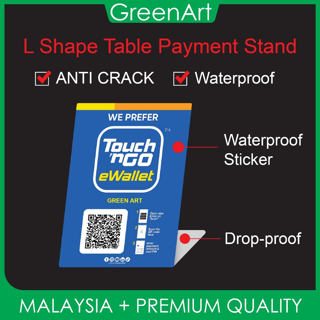 Touch n Go Stand และ DuitNow QR Code Stand สําหรับธุรกิจสติกเกอร์ pvc ที่กําหนดเอง Touch และ Go DUIT