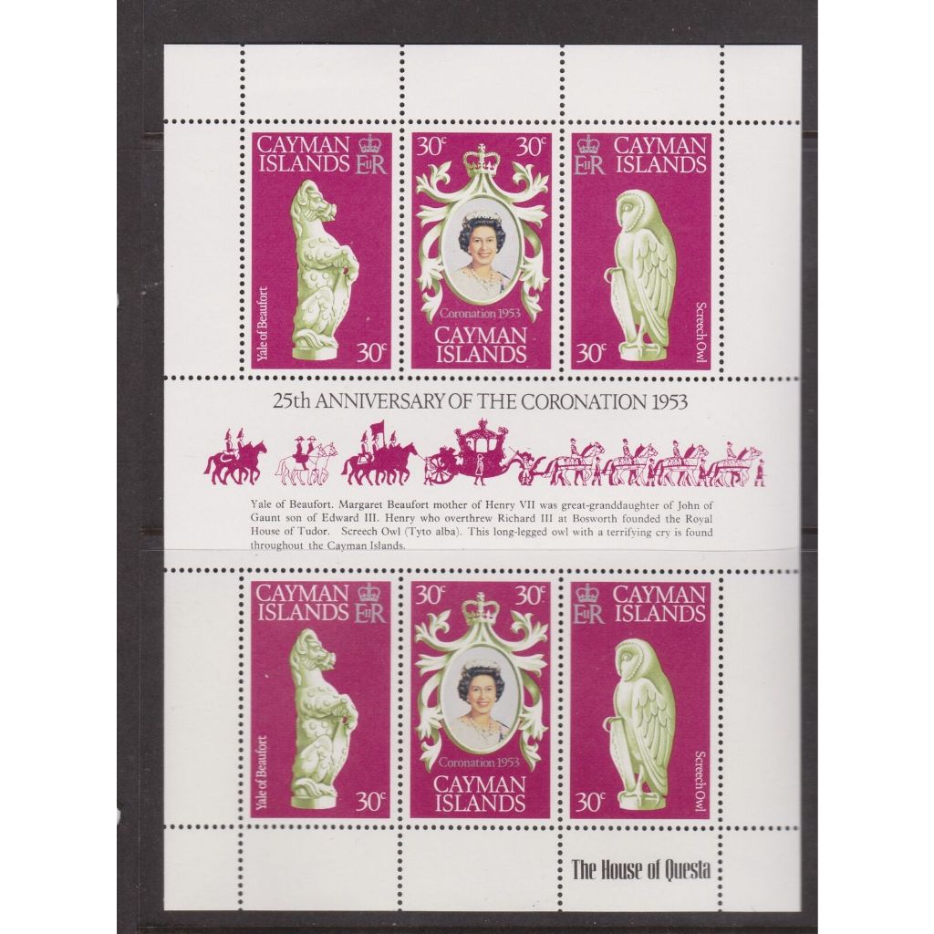 SETEM KOMONWEL COMMONWEALTH COUNTRY CAYMAN ISLANDS 1978 QEII SILVER JUBILEE MINIATURE แผ่น MNH