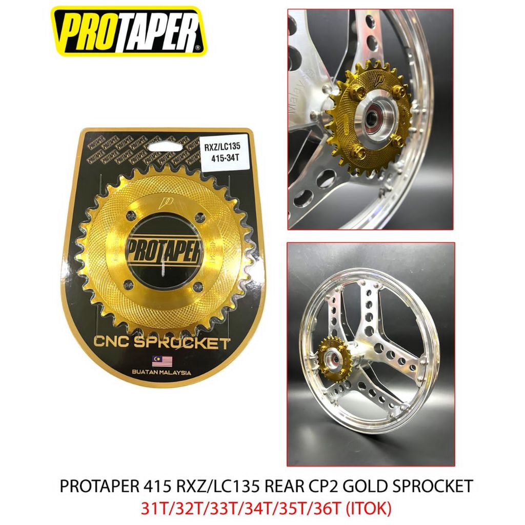CP2 GOLD PROTAPER CNC SPROCKET 415H 415 H 26T - 47T [ 4HOLE ] LC135 Y15 Y16 RXZ Y125