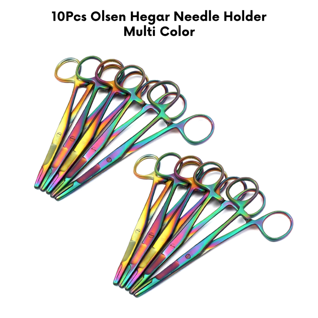 10 ชิ้นหลายไทเทเนียมสีรุ้ง Olsen HEGAR เข็มผู้ถือคีม 5.5" สแตนเลสเครื่องมือผ่าตัดทันตกรรม