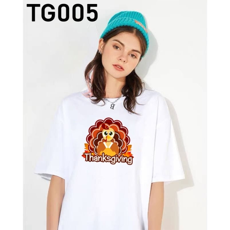 ขอบคุณเสื้อยืด PUMPKIN TURKEY WOMAN COTTON 2XS-2XL SUMMER LOOSE SIZE ROUND NECK SHORT SLEEVE STREETW
