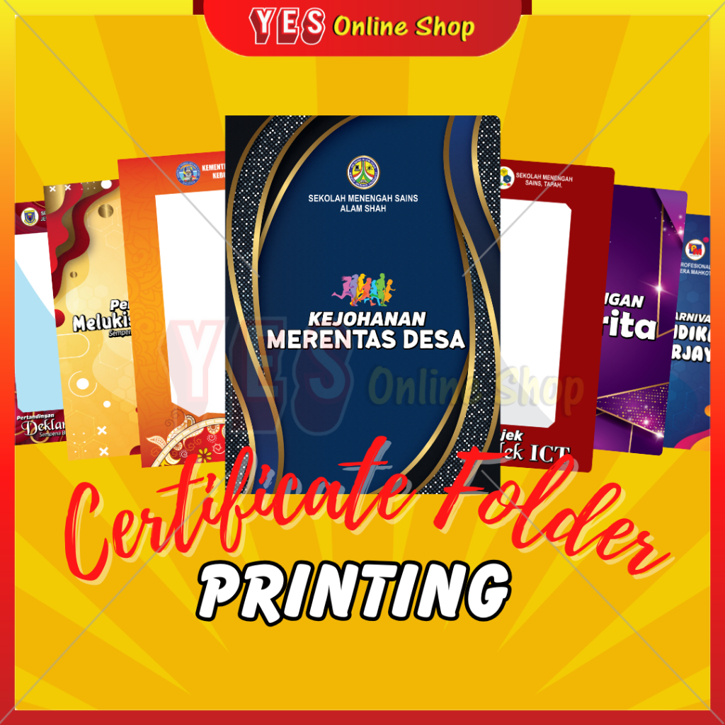 10pcs CUSTOM DESIGN,NAME & โลโก้ CERTIFICATE FOLDER A4 พร้อม PVC / FOLDER SIJIL CUSTOM A4 dgn Design