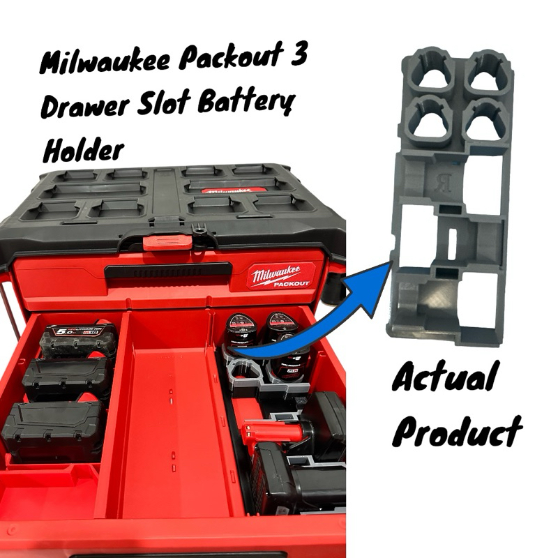 ที่วางแบตเตอรี่สล็อตลิ้นชัก Milwaukee Packout 3