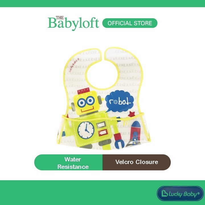 Lucky Baby Primo Ezee Clean Bib - หุ่นยนต์ 6+ เดือน