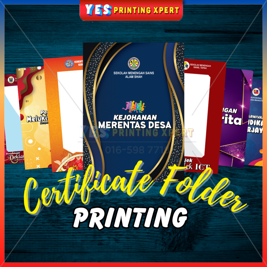 10pcs CUSTOM DESIGN,NAME & โลโก้ CERTIFICATE FOLDER A4 พร้อม PVC / FOLDER SIJIL CUSTOM A4 dgn Design