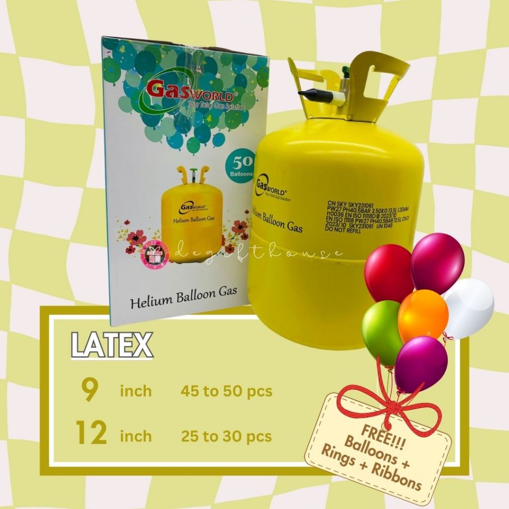 Gasworld DIY Party Helium Gas Tank สําหรับ 50 บอลลูน - Tong Gas Helium Untuk 50 Biji Belon