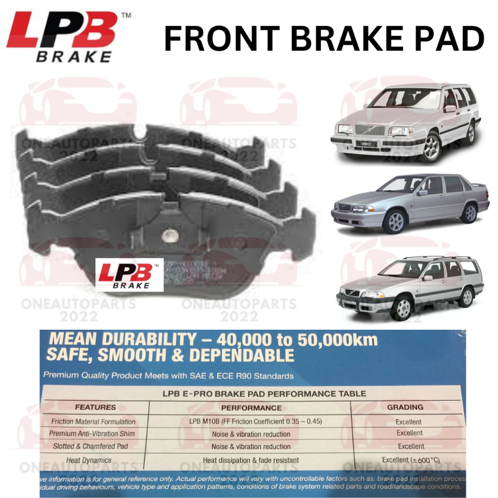 LPB E-PRO SEMI METALLIC ผ้าเบรคหน้า VOLVO 850 2.3T V70 2.0T S70 2.0T