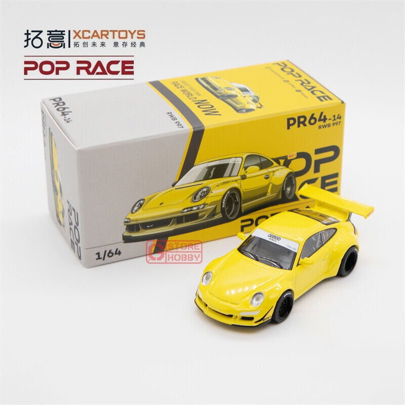 POP RACE 1/64 PORSCHE RWB 997 DUCK WING สีเหลือง