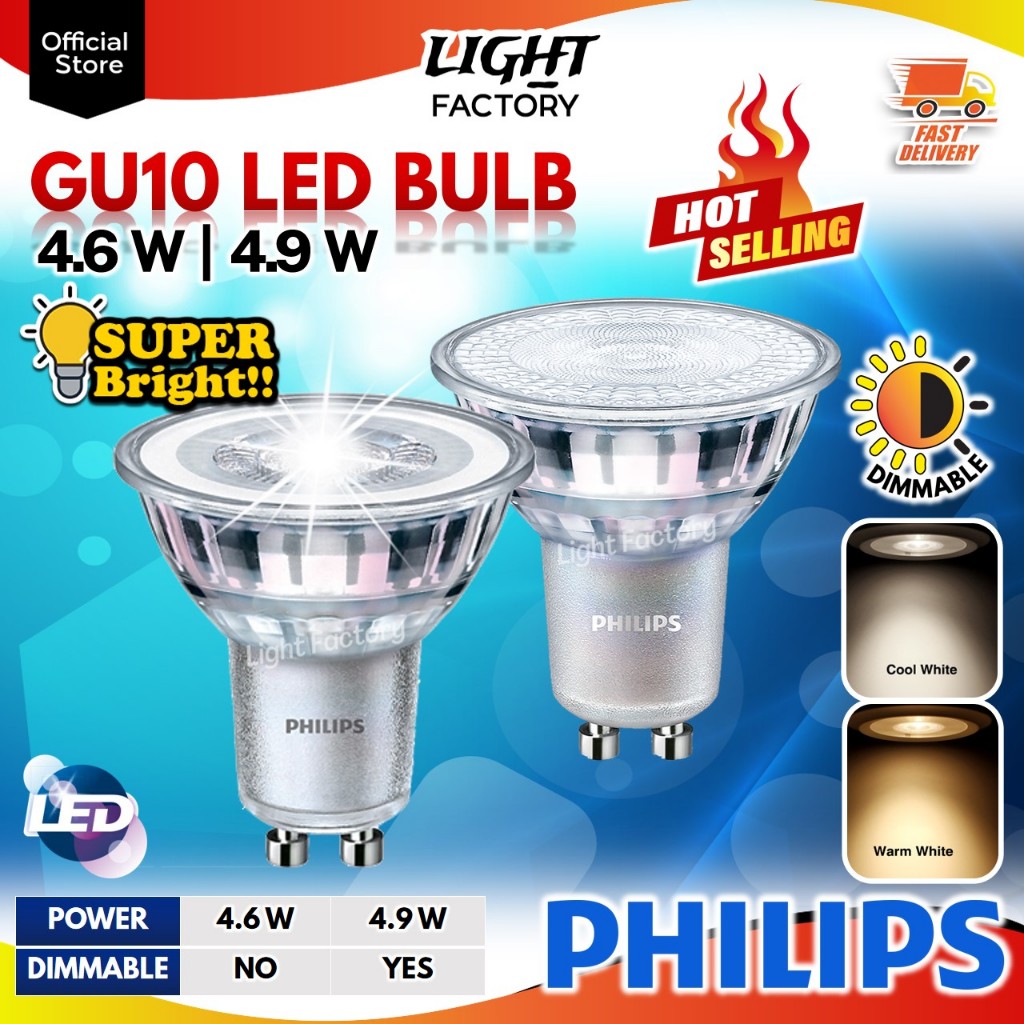 Philips ESSENTIAL LED 4.6W 4.9W 36 GU10 Non-Dimmable PHILIPS GU10 หรี่แสงได้ 240V หลอดไฟ LED Mentol 