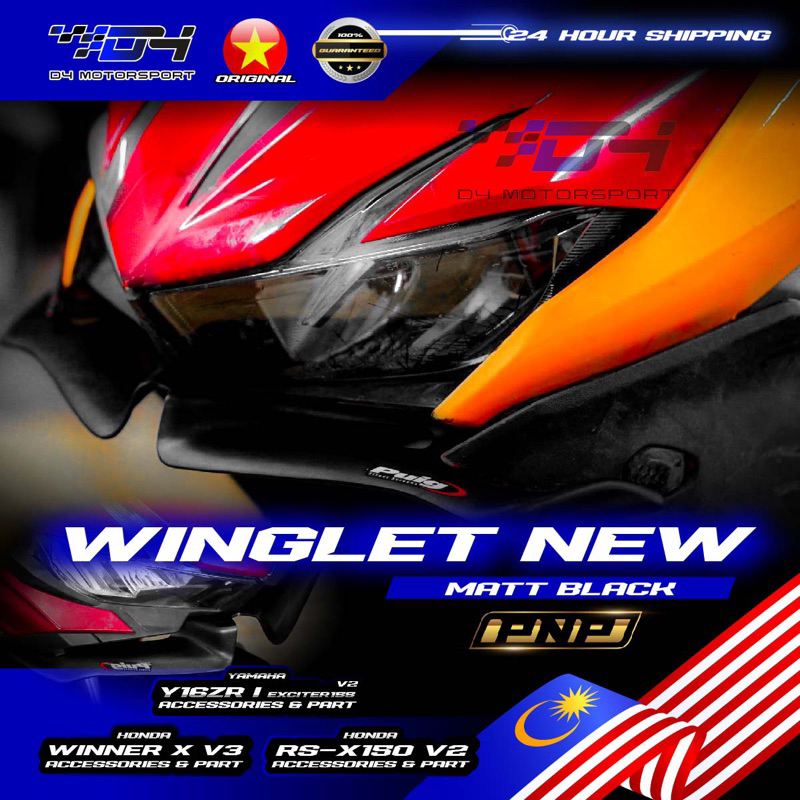 Y16 Y16ZR Exciter 155 RSX Winner X Winner X v3 |Winglet Windbreaker Matt Black |Pnp