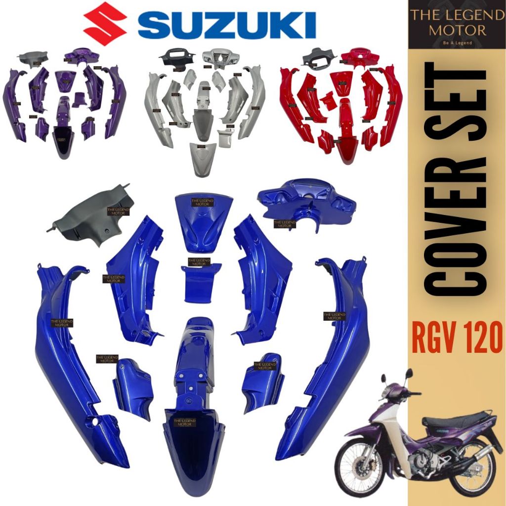 SUZUKI RGV120 RGV 120 Coverset Body Cover Set CAVER KATSET KAVER KOVER MERAH màu tím BIRU MERAH HITAM màu xanh dương màu đỏ màu đen