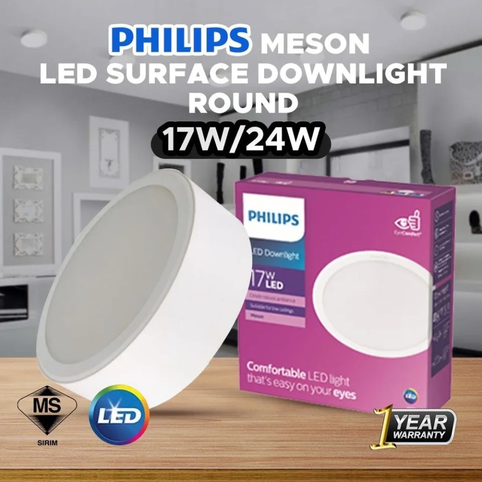 Philips MESON Surface Downlight 7W 9W LED Surface Mounted Panel Light 59472 59474 Lampu Siling