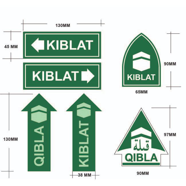 ป้าย Kiblat, ป้าย qibla, papan tanda kiblat