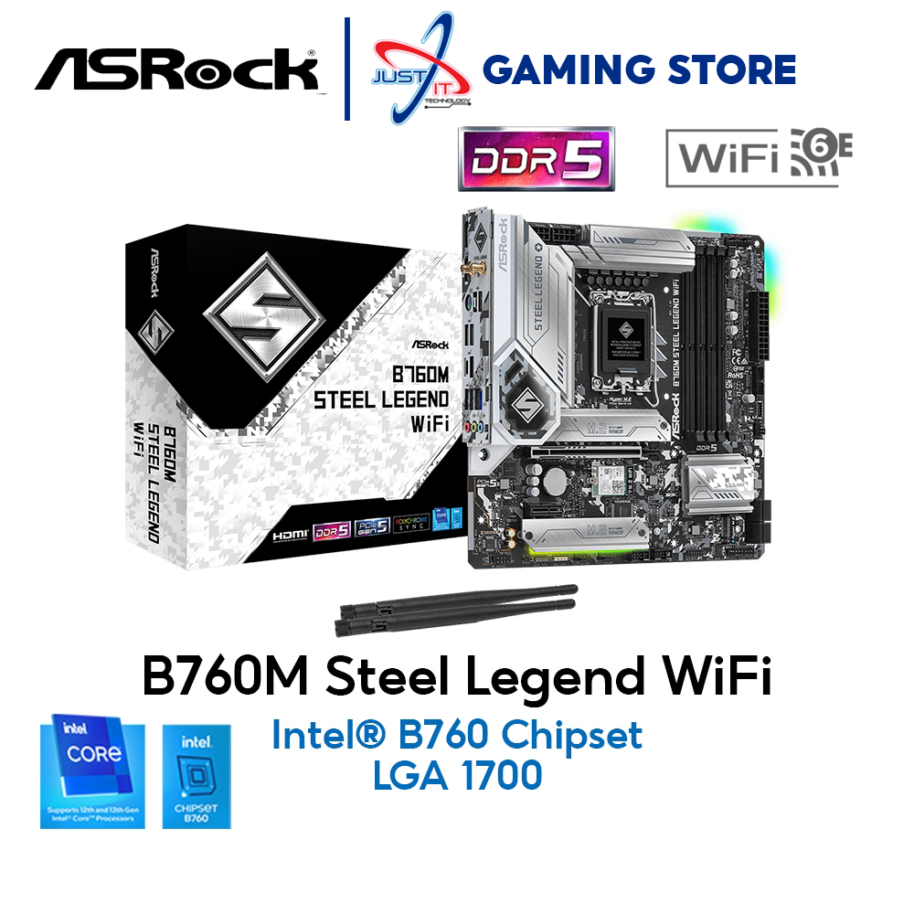 Asrock B760M STEEL LEGEND DDR5 / D5 WIFI LGA1700 GAMING MOTHERBOARD