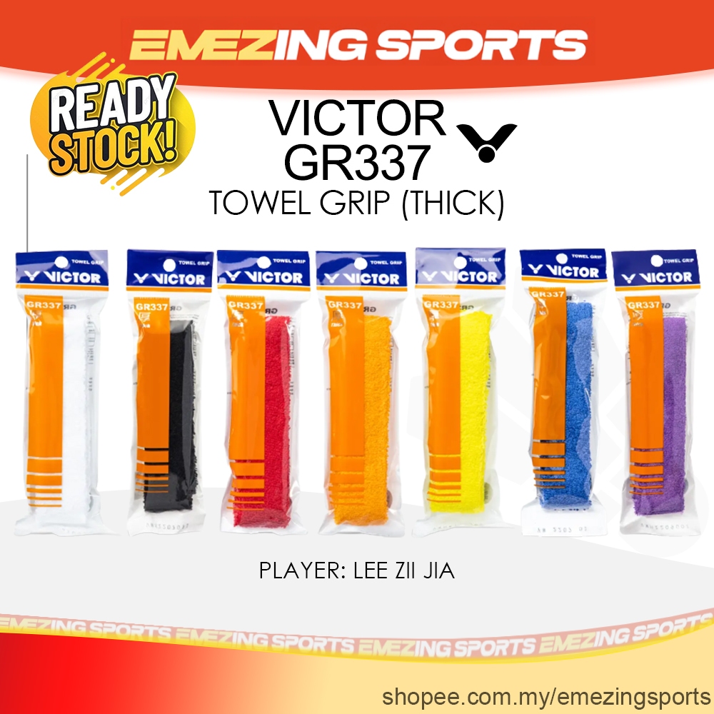 Victor GR337 Badminton ผ้าขนหนูหนา Grip (แพ็คเดี่ยว) - โดยใช้เครื่องเล่น: Lee Zii Jia - GR 337 GRIPS