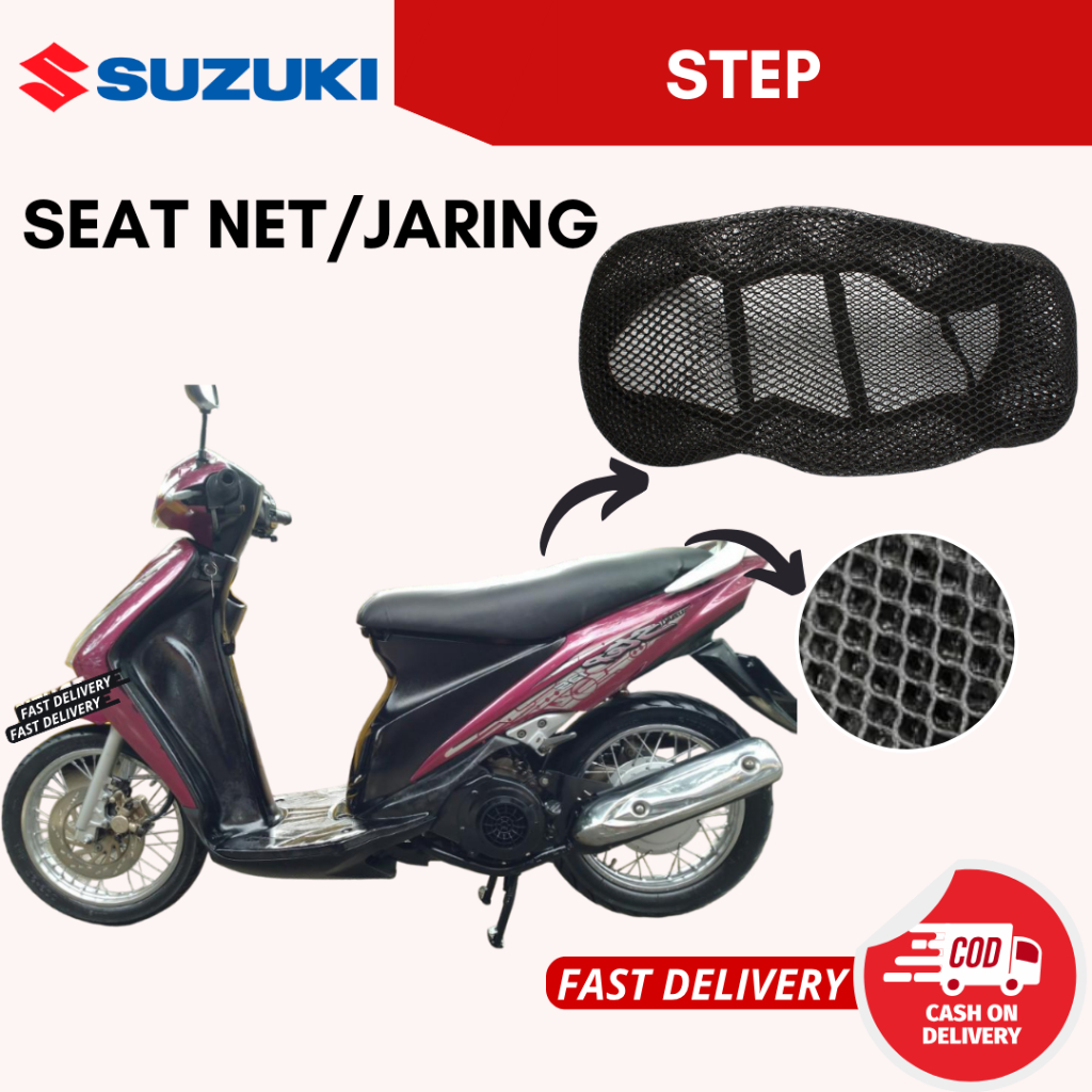 SUZUKI SEAT NET MOTOR - STEP SEATNETT สีดํา HITAM JARING SARUNG KUSYEN ฝาครอบที่นั่ง NETT UNIVERSAL
