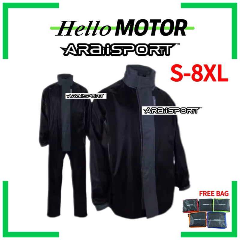 Araisport AAS01 SPORT ARAI RAINCOAT เสื้อเชิ้ต สีเทา 1.5 กก. 2 ชั้น S M L XL 2XL 3XL 4XL RRS07 GIVI
