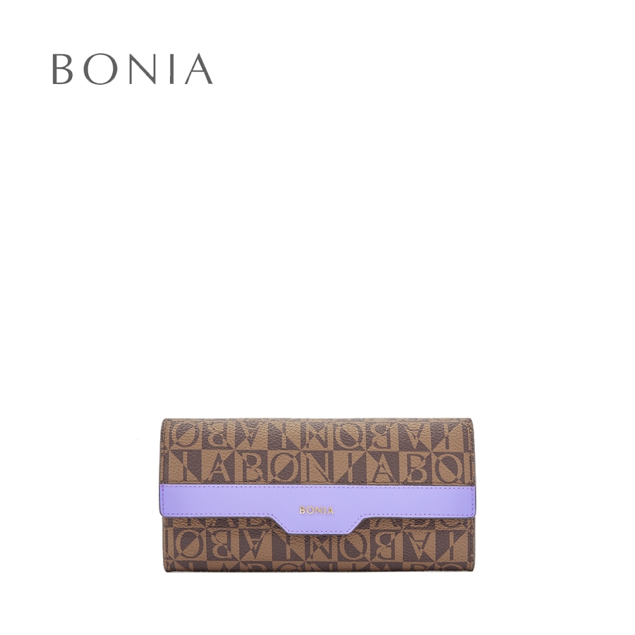 Bonia กระเป๋าสตางค์ ใบยาว 3 พับ ลายลาเวนเดอร์ ดิจิทัล Ciccio Monogram