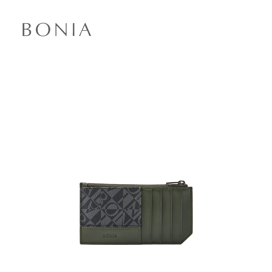 กระเป๋าใส่บัตร แบบมีซิป ลาย Bonia Uniform Green Dario Monogram