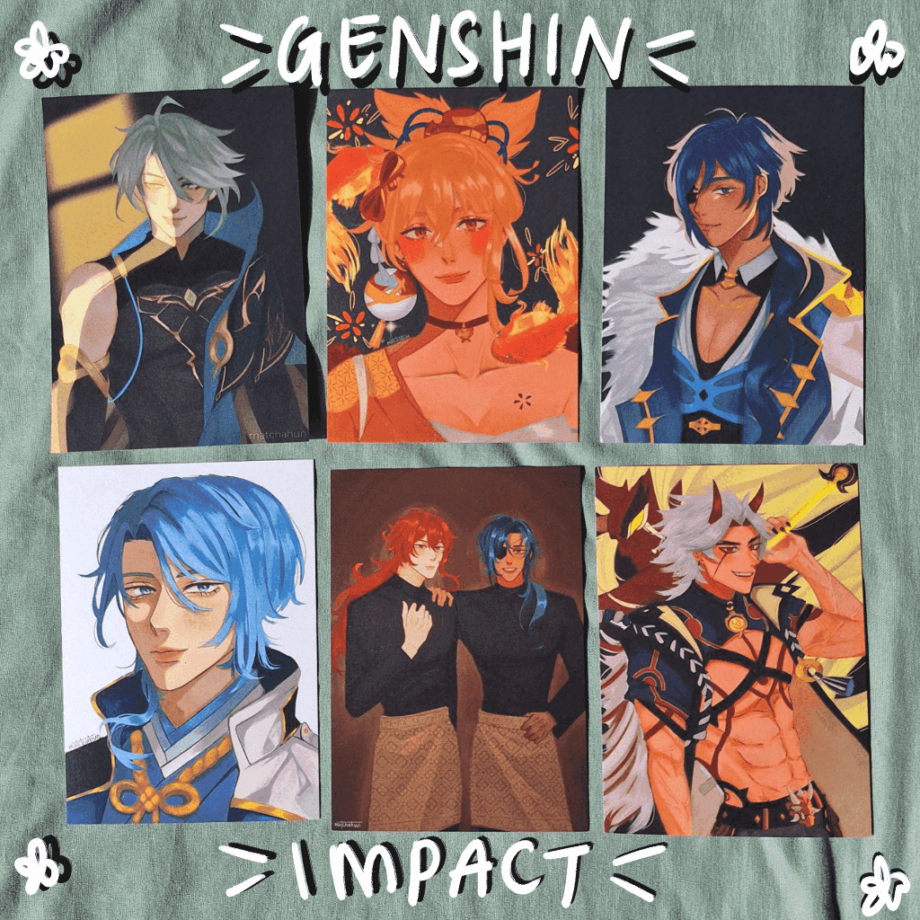 Genshin Impact Art Prints Ayato/Itto/Kaeya/Yoimiya/Al-Haitham