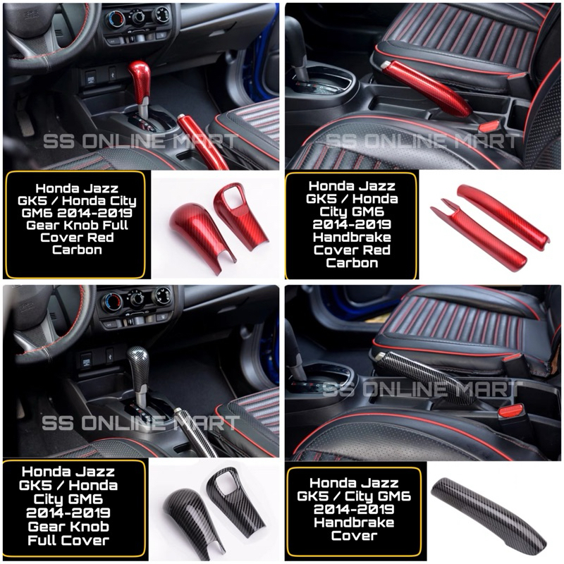 Honda Jazz GK 2014-2021 Honda City GM6 14-19 RS โลโก้ฝาครอบหัวเกียร์ Handbrake อุปกรณ์ตกแต่งภายใน Ca