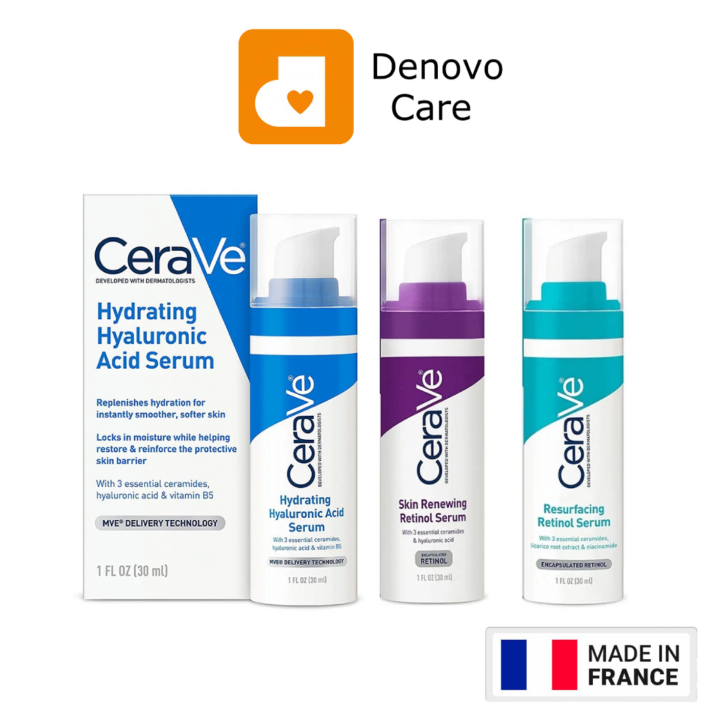 Cerave Resurfacing Retinol Serum / CeraVe Hydrating Hyaluronic Acid Serum / CeraVe Skin Renewing Retinol Serum 30ml Face