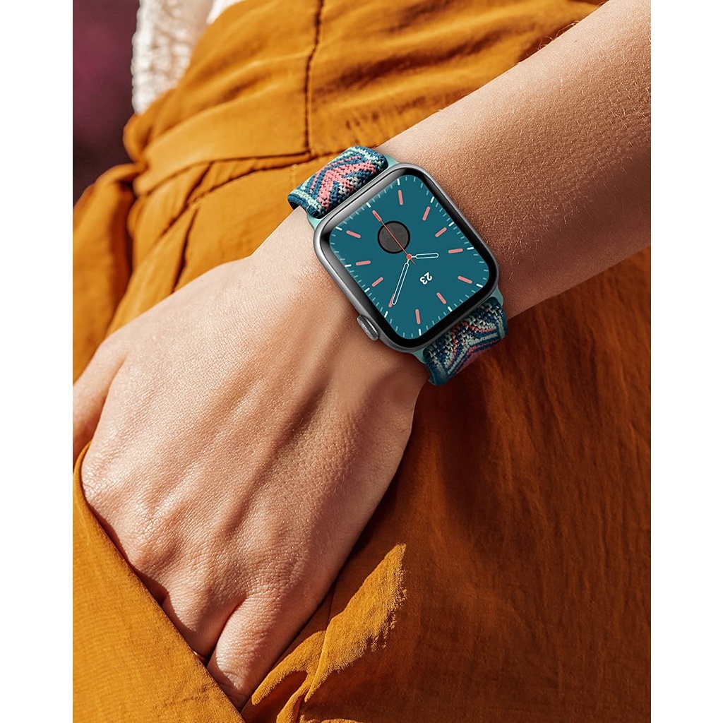 สายนาฬิกาข้อมือไนล่อนถัก แบบยืดหยุ่น สําหรับ apple watch Iwatch