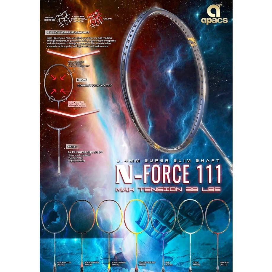 APACS N-FORCE 111 ( FREE Strung String BG5+Grip )