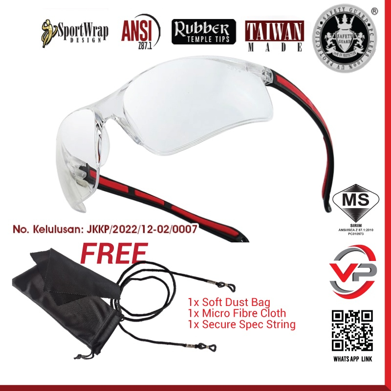 SAFETY GUARD S-17 SIRIM DOSH GLASSES S17 UV SPEC SAFETY CLEAR ANSI Z87 SPORT CERMIN MATA KERJA CYCLI