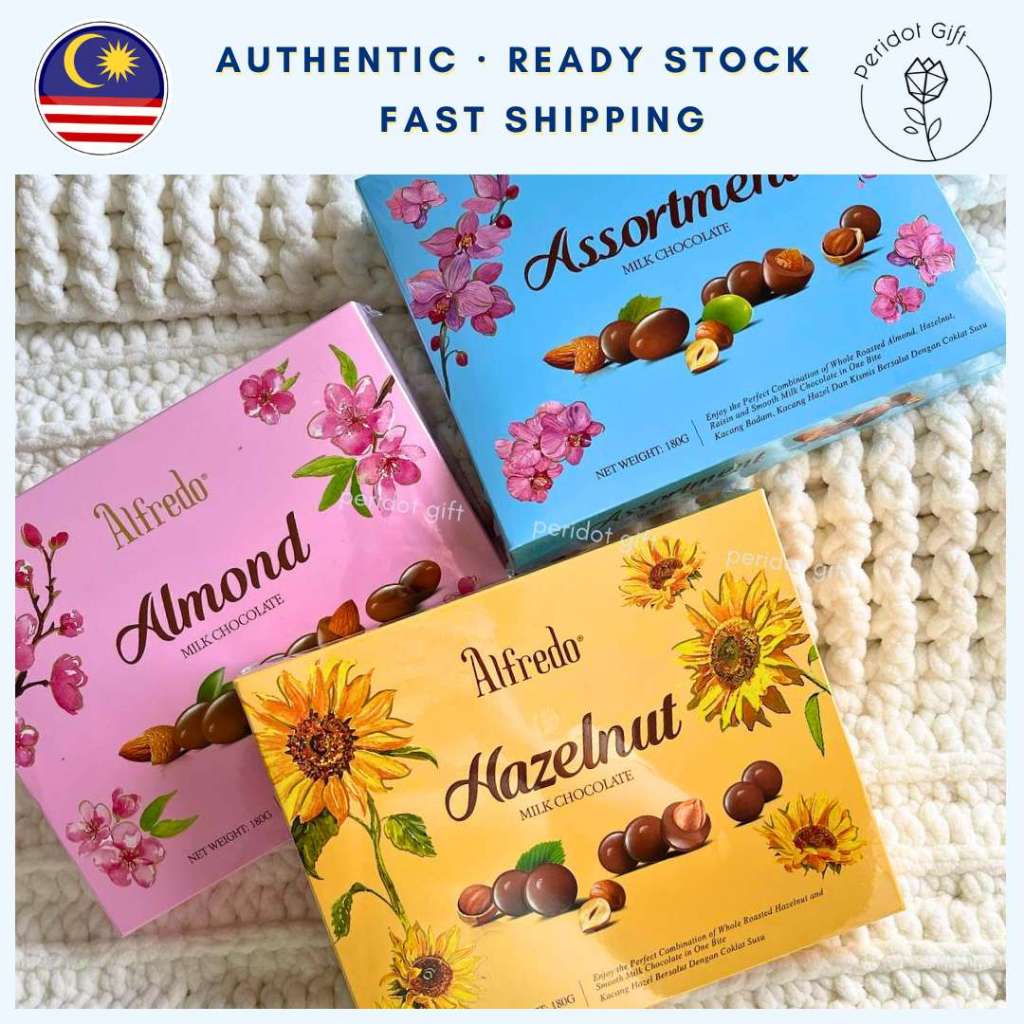 Alfredo Flower Box Mix Chocolate 180g - Assortment / Milk / Hazelnut Milk Coklat Halal