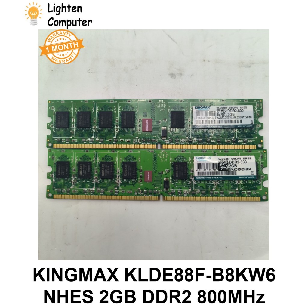 【 ใช ้ งาน 】 KINGMAX 2GB KLDE88F-B8KW6 NHES 2GB DDR2 800MHz ชุดหน ่ วยความจํา RAM ตั ้ งโต ๊ ะ