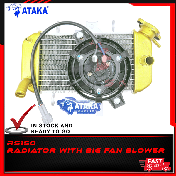 ATAKA RS150 RACING RADIATOR พร้อมพัดลมใหญ่ BLOWER 500ML 32MM VelocityCool PROCOOL TurboFlow Racing ห