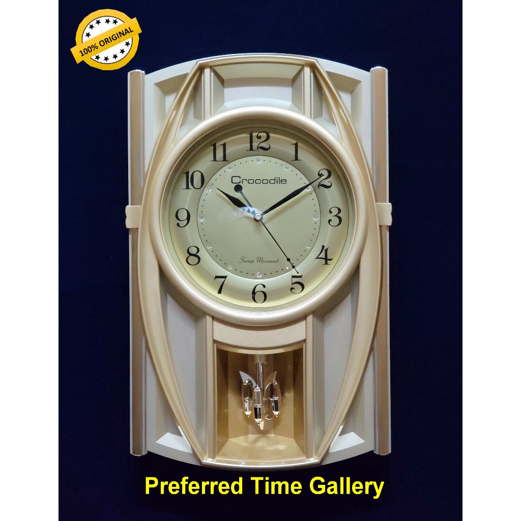 (นาฬิกา นาฬิกาแขวนจระเข้ CPS6389ARMKS Melody,ลูกตุ้มหมุน, กวาดเงียบวินาที
