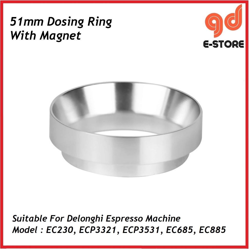 51mm Dosing แหวนแม่เหล็กเหมาะสําหรับ Delonghi Espresso เครื่อง EC230 ECP3321 ECP3531 EC685 EC885