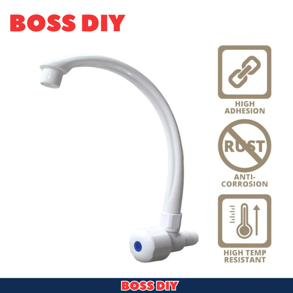 ห้องครัวติดผนัง ก๊อกอ่างล้างจานสีขาว ก๊อกน้ําอ่างล้างหน้าพลาสติกคอใหญ่ D501B Wtc( สีขาว ) Kepaala Pa