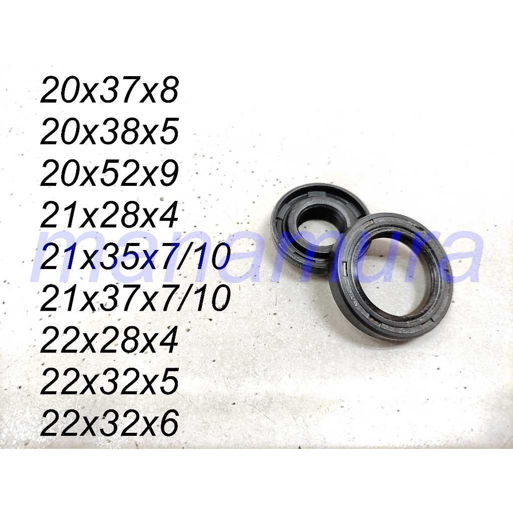 ซีลน้ํามัน 20x37x8, 20x38x5, 20x52x9, 21x28x4, 21x35x7/10, 21x37x7/10, 22x28x4, 22x32x5, 22x6, 22x32