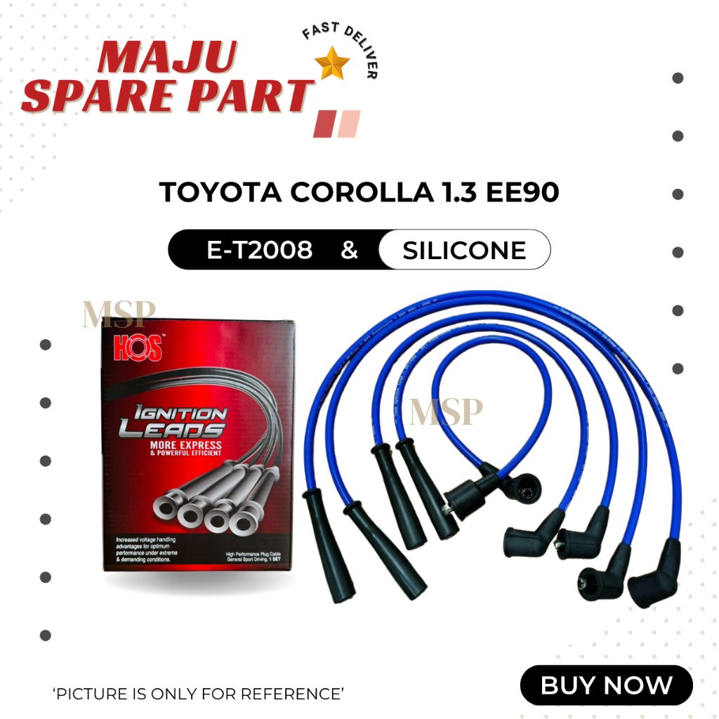 สายปลั๊ก MSP TOYOTA COROLLA 1.3 12V EE90 2E 7MM Y1988-1992 1SET E-T2008