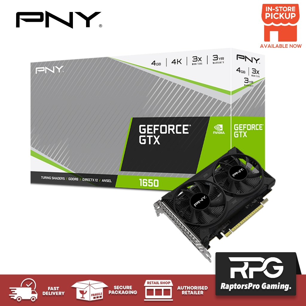 Pny GeForce GTX 1650 4GB GDDR6 พัดลมคู่